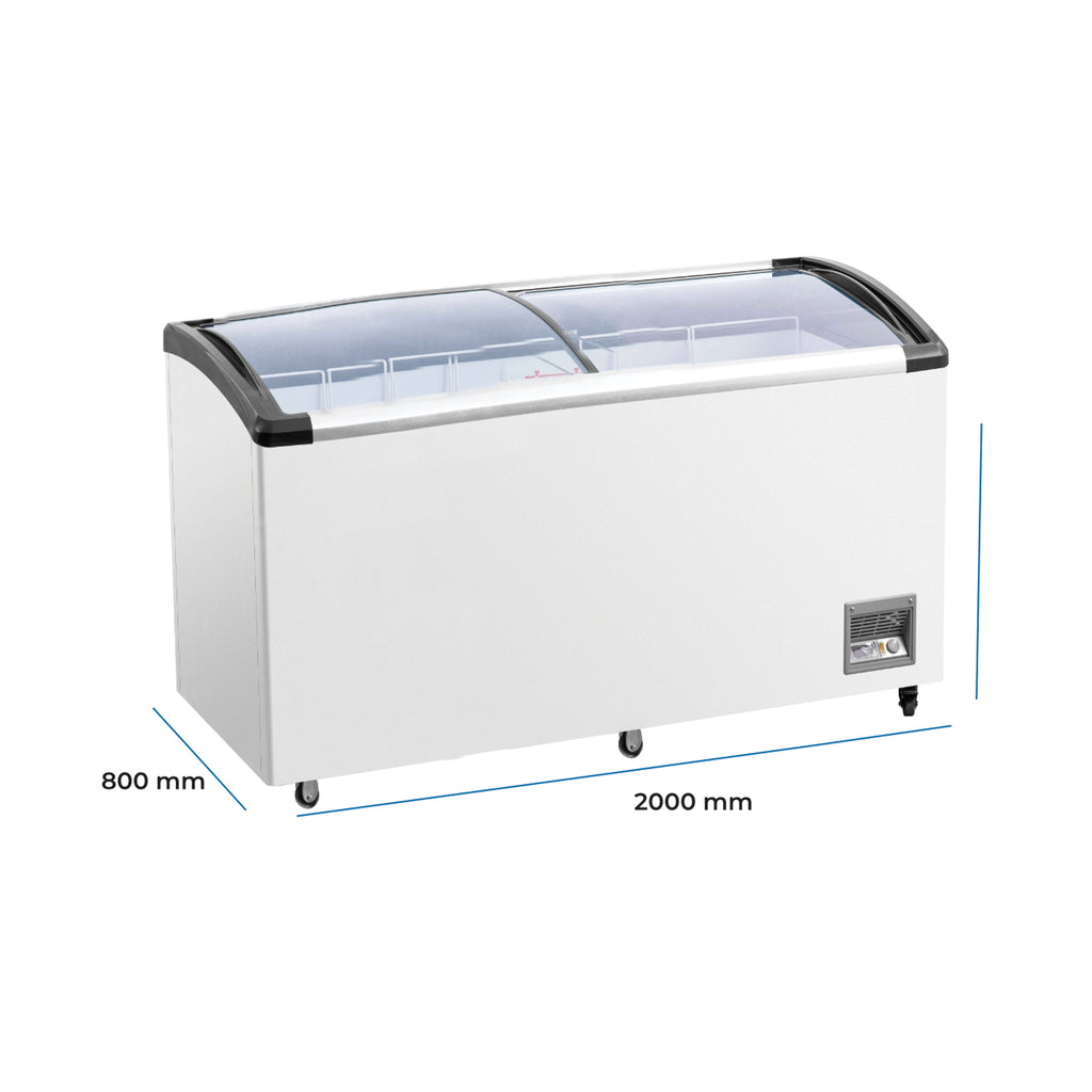 Frigola SD-789 720L Curved Glass Chest Freezer