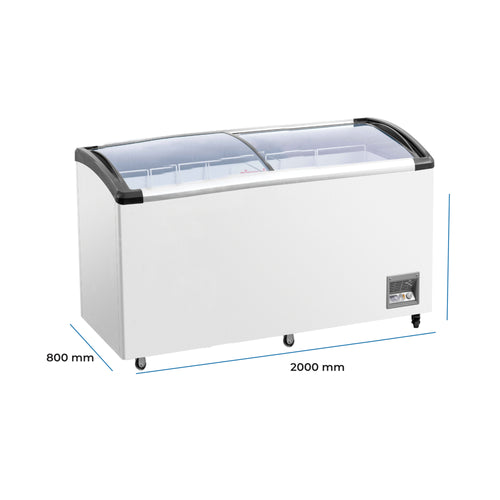 Frigola SD-789 720L Curved Glass Chest Freezer