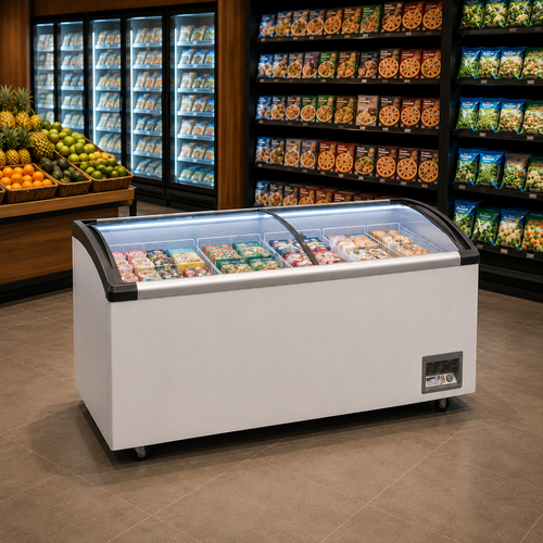 Frigola SD-789 720L Curved Glass Chest Freezer
